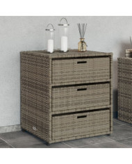 Armoire de rangement de jardin gris 55x59x69 cm résine tressée | Mobilier & Déco