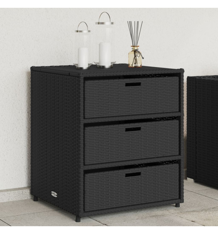 Armoire de rangement de jardin noir 55x59x69 cm résine tressée | Mobilier & Déco
