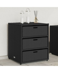 Armoire de rangement de jardin noir 55x59x69 cm résine tressée | Mobilier & Déco