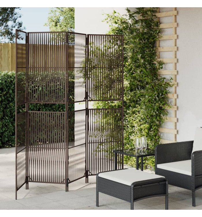 Cloison de séparation 4 panneaux marron résine tressée | Mobilier & Déco
