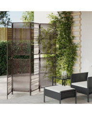Cloison de séparation 4 panneaux marron résine tressée | Mobilier & Déco