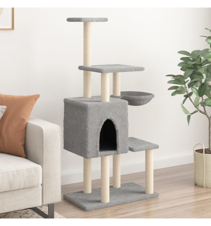 Arbre à chat avec griffoirs en sisal Gris clair 131 cm | Mobilier & Déco