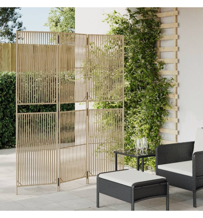 Cloison de séparation 3 panneaux beige résine tressée | Mobilier & Déco