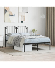 Cadre de lit métal sans matelas avec tête de lit noir 120x190cm | Mobilier & Déco