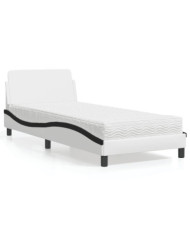 Lit avec matelas blanc et noir 90x200 cm similicuir | Mobilier & Déco