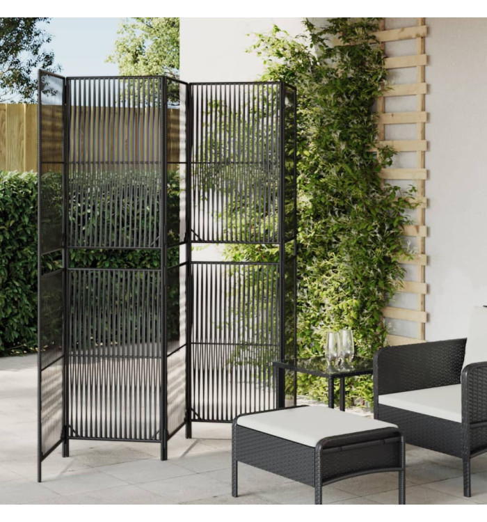 Cloison de séparation 5 panneaux noir résine tressée | Mobilier & Déco