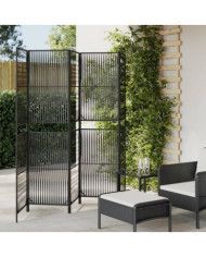 Cloison de séparation 5 panneaux noir résine tressée | Mobilier & Déco