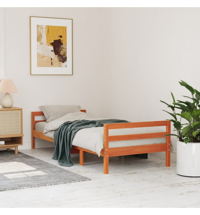 Cadre de lit sans matelas cire marron 90x200 cm bois pin massif | Mobilier & Déco