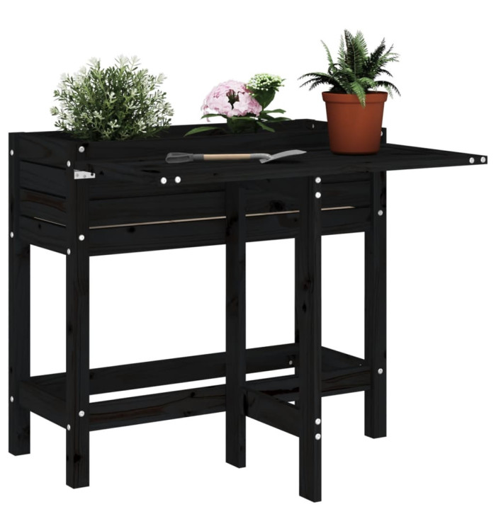 Jardinière de jardin avec dessus pliable noir bois pin massif | Mobilier & Déco