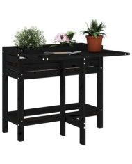 Jardinière de jardin avec dessus pliable noir bois pin massif | Mobilier & Déco