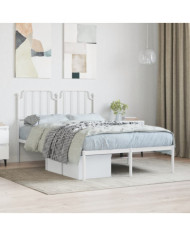 Cadre de lit métal sans matelas et tête de lit blanc 120x200 cm | Mobilier & Déco