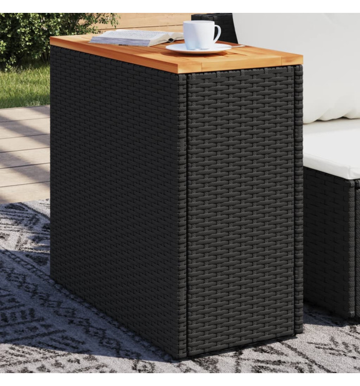 Table d'appoint de jardin dessus en bois noir 58x27,5x55 cm | Mobilier & Déco