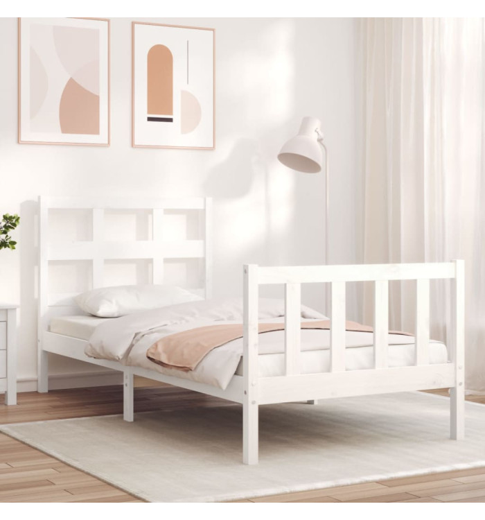 Cadre de lit sans matelas blanc bois de pin massif | Mobilier & Déco