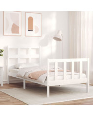 Cadre de lit sans matelas blanc bois de pin massif | Mobilier & Déco
