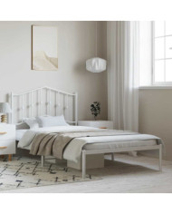 Cadre de lit métal sans matelas avec tête de lit noir 135x190cm | Mobilier & Déco