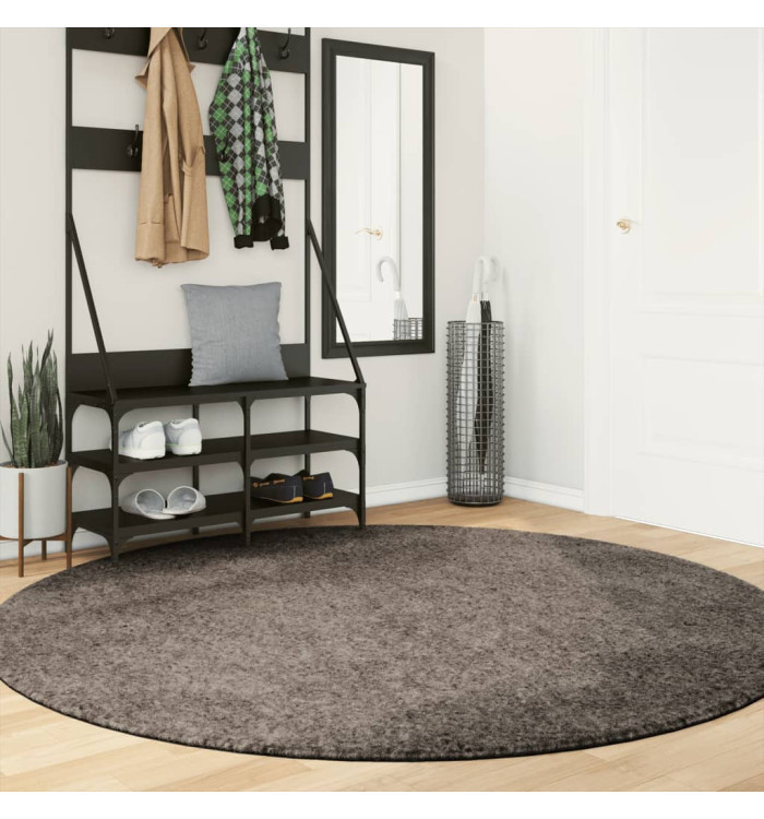 Tapis ISTAN à poils longs aspect brillant gris Ø 200 cm | Mobilier & Déco