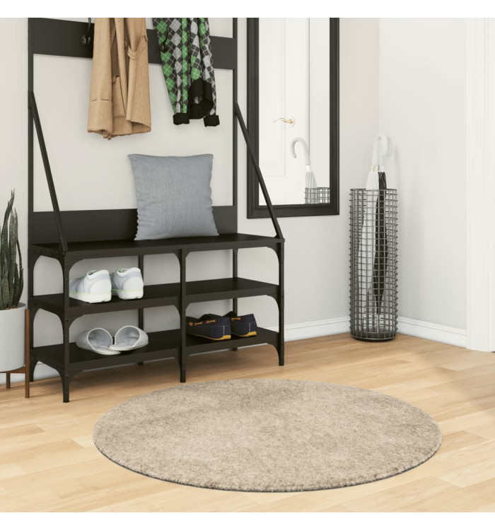 Tapis ISTAN à poils longs aspect brillant beige Ø 100 cm | Mobilier & Déco