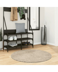 Tapis ISTAN à poils longs aspect brillant beige Ø 100 cm | Mobilier & Déco