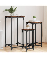 Tables d’appoint gigognes 3 pcs chêne fumé bois d'ingénierie | Mobilier & Déco