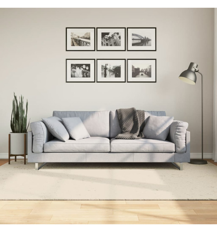 Tapis ISTAN à poils longs aspect brillant crème 160x230 cm | Mobilier & Déco
