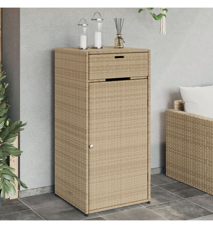Armoire de rangement de jardin beige 55x55x111cm résine tressée | Mobilier & Déco