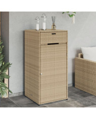 Armoire de rangement de jardin beige 55x55x111cm résine tressée | Mobilier & Déco