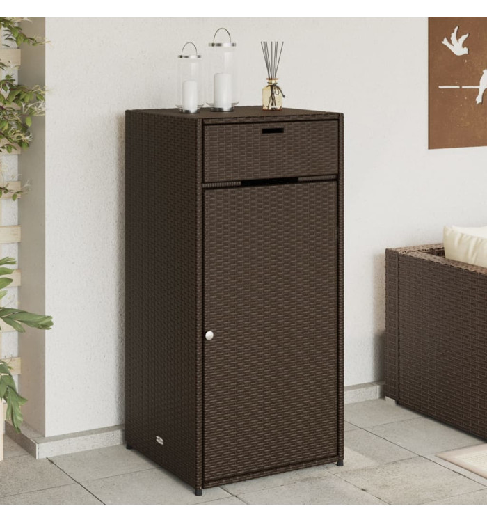 Armoire de rangement jardin marron 55x55x111 cm résine tressée | Mobilier & Déco