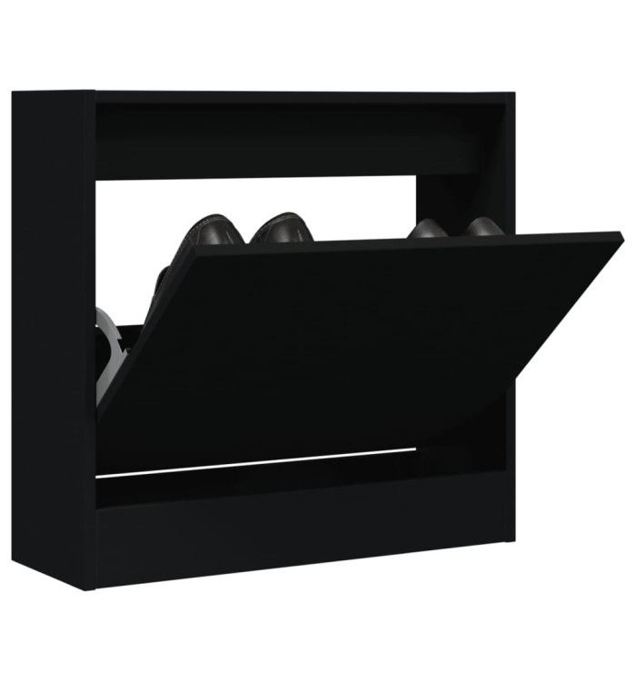 Armoire à chaussures noir 60x21x57 cm bois d'ingénierie | Mobilier & Déco