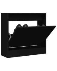 Armoire à chaussures noir 60x21x57 cm bois d'ingénierie | Mobilier & Déco