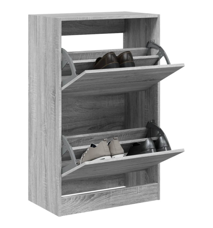 Armoire à chaussures sonoma gris 60x34x96,5cm bois d'ingénierie | Mobilier & Déco