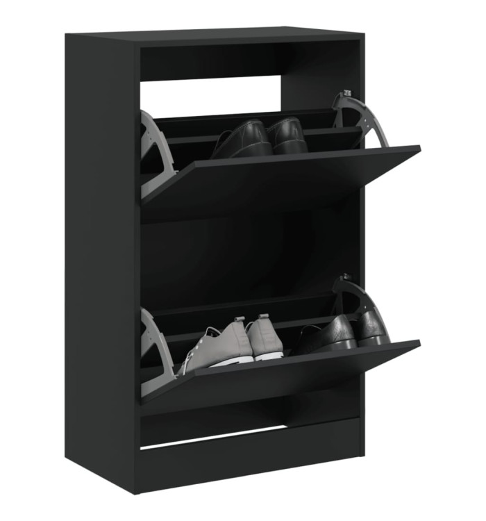Armoire à chaussures noir 60x34x96,5 cm bois d'ingénierie | Mobilier & Déco