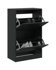 Armoire à chaussures noir 60x34x96,5 cm bois d'ingénierie | Mobilier & Déco
