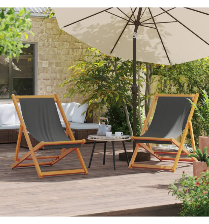 Chaises de plage pliables lot de 2 gris tissu | Mobilier & Déco