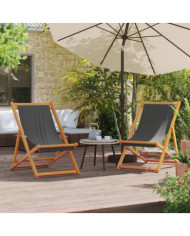 Chaises de plage pliables lot de 2 gris tissu | Mobilier & Déco