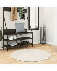 Tapis ISTAN à poils longs aspect brillant crème Ø 100 cm | Mobilier & Déco