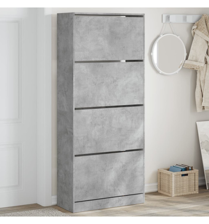 Armoire à chaussures 4 tiroirs rabattables gris béton | Mobilier & Déco