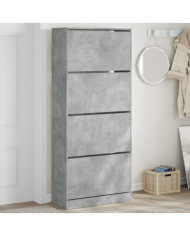 Armoire à chaussures 4 tiroirs rabattables gris béton | Mobilier & Déco