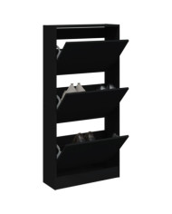 Armoire à chaussures noir 60x21x125,5 cm bois d'ingénierie | Mobilier & Déco