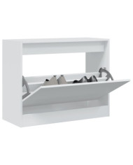 Armoire à chaussures blanc 80x34x63 cm bois d'ingénierie | Mobilier & Déco