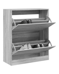 Armoire à chaussures sonoma gris 80x34x96,5cm bois d'ingénierie | Mobilier & Déco