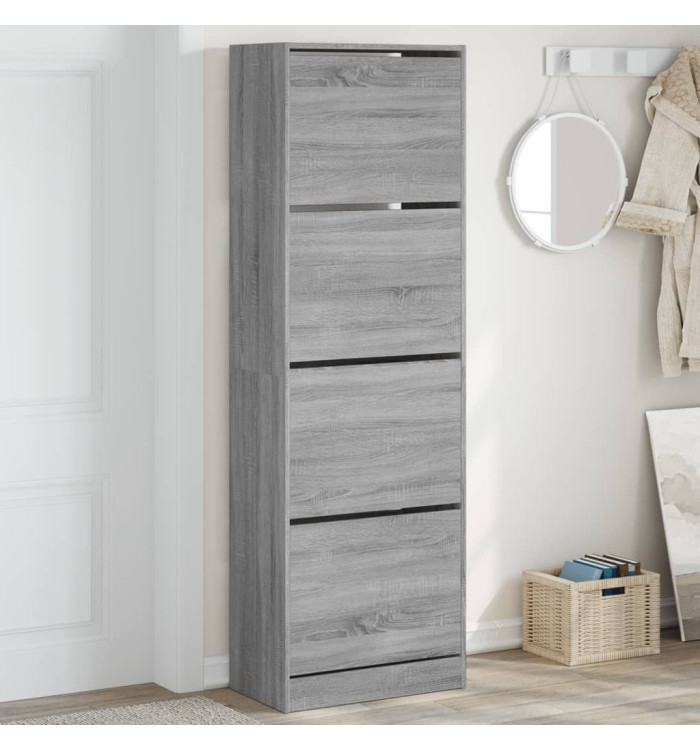 Armoire à chaussures 4 tiroirs rabattables sonoma gris | Mobilier & Déco