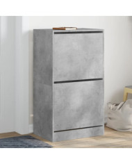 Armoire à chaussures 2 tiroirs rabattables gris béton | Mobilier & Déco