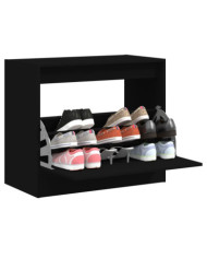 Armoire à chaussures noir 80x42x69 cm bois d'ingénierie | Mobilier & Déco