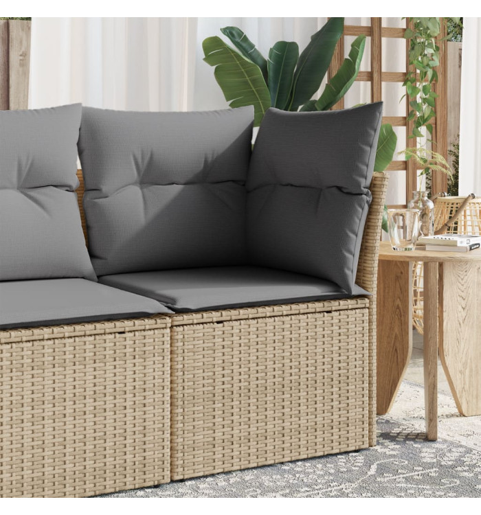 Chaise de jardin sans accoudoirs avec coussins beige poly rotin | Mobilier & Déco
