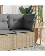 Chaise de jardin sans accoudoirs avec coussins beige poly rotin | Mobilier & Déco