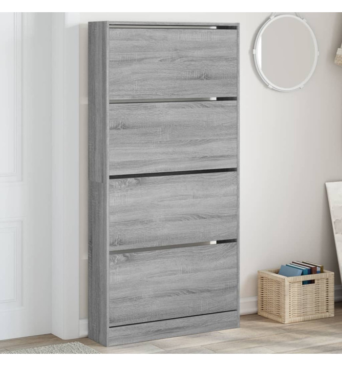 Armoire à chaussures 4 tiroirs rabattables sonoma gris | Mobilier & Déco