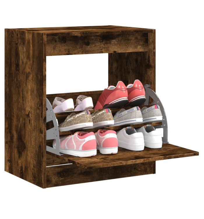 Armoire à chaussures chêne fumé 60x42x69 cm bois d'ingénierie | Mobilier & Déco
