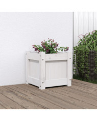 Jardinière blanc 31x31x31 cm bois de pin massif | Mobilier & Déco