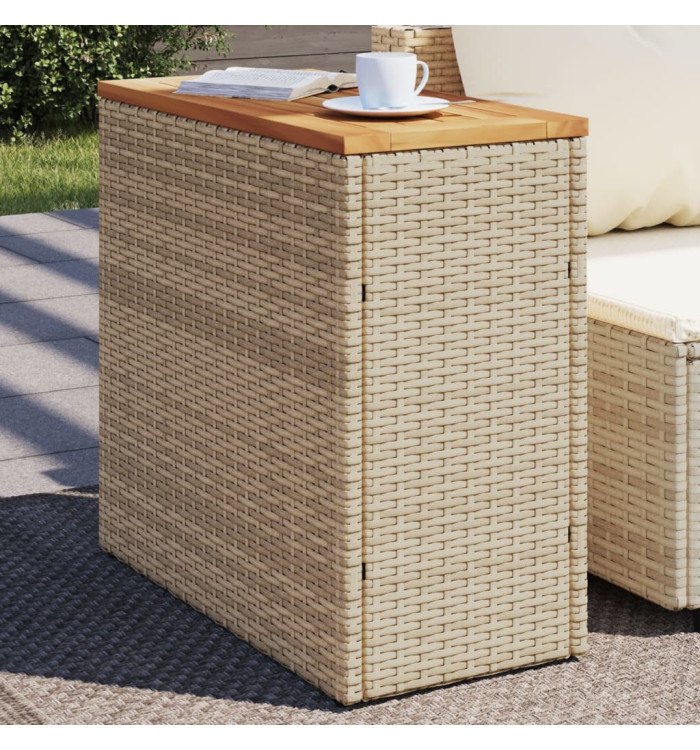Table d'appoint de jardin dessus en bois beige 58x27,5x55 cm | Mobilier & Déco