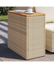Table d'appoint de jardin dessus en bois beige 58x27,5x55 cm | Mobilier & Déco
